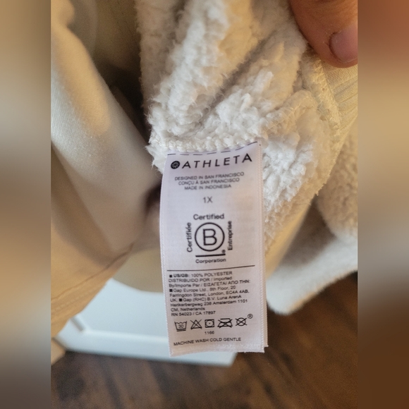 Athleta Tugga Sherpa Full Zip Warm Fleece Jacket Ivory Cream Plus Size 1X - Picture 6 of 11